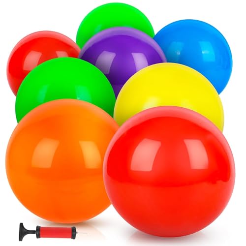 Inflatable Playground Balls Set - 8.5 Inch Sensory Bouncing Balls with Hand Pump - Medium