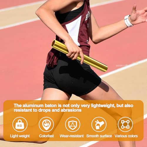 4Pcs Aluminum Relay Batons Set - Lightweight Track & Field Batons in Red Blue Gold Silver (Variation: 4 Colors Assorted)