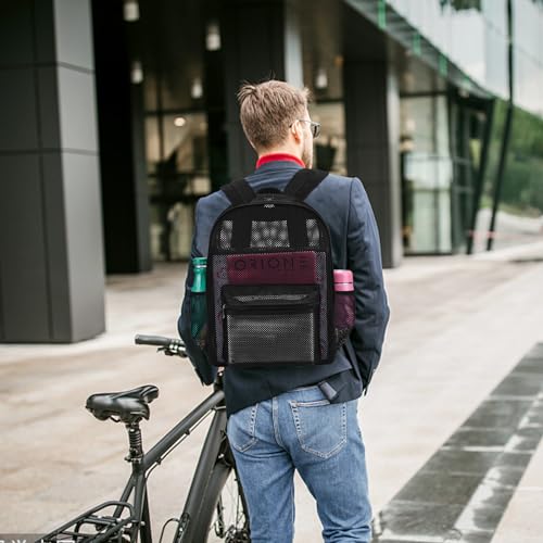 Heavy Duty Mesh Backpack for Beach, Work & Travel 25L Black Clear