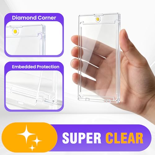 200 Pack Magnetic Card Holders - Slim Acrylic Wallet Sleeves for Standard 35pt Cards
