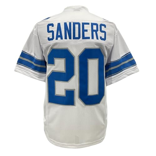 Unisex White Detroit Football Jersey - Barry Sanders Custom Sewn XL