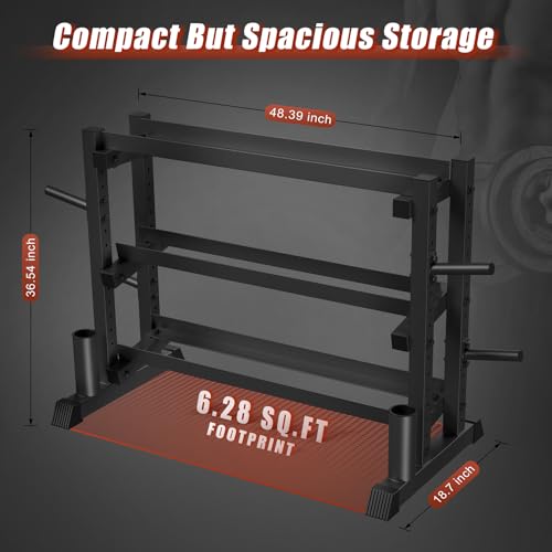 Jusgym 3-Tier Adjustable Dumbbell Rack Stand 48.39x18.7x36.54 inch, Supports 1200LBS