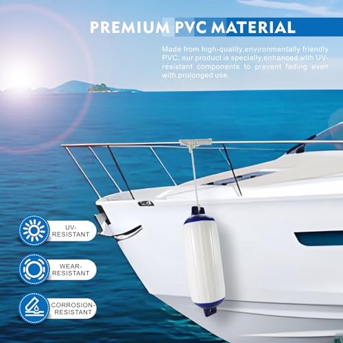 YLVERX 6.5x23 inch Heavy Duty Saltwater-Resistant Rubber Boat Fenders with Ropes – Docking & Yacht Protection