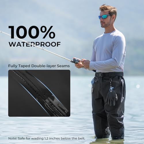 Calamus Waist Waders with Boots for Men - Black, 13 Variation