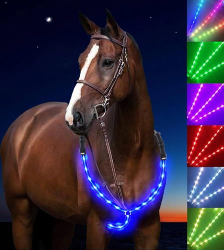 LED Horse Breast Collar with 7 Colors Light Up Horse Tack for Night Riding