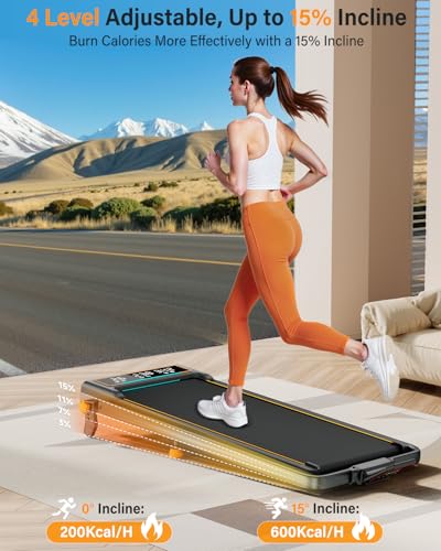 Black Rayspace Incline Treadmill with Handle Bar & LED Display - Foldable Home Fitness