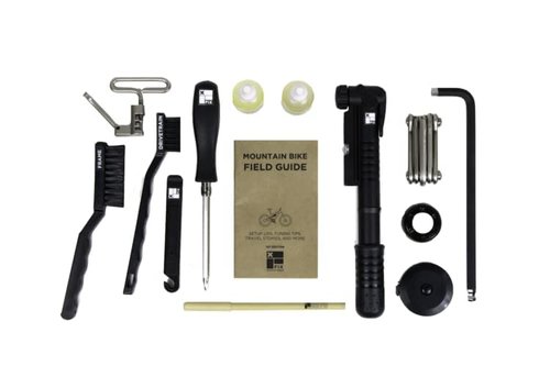 Fix Manufacturing Mountain Bike Repair Kit Portable | Featuring 16 Essential Tools | MTB Chain Breaker, Refillable Lube, Degreaser, Hex, Torx Wrenches, Tape Measure & More