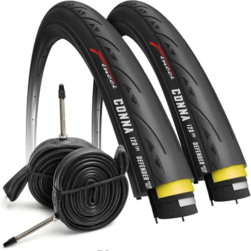 700x25c Road Bike Tire & Inner Tube Set - Foldable, Presta Valve, 120 TPI