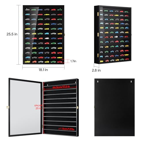 TJ.MOREE Large 1/64 Scale Model Car Wall Display Case with Lockable Door