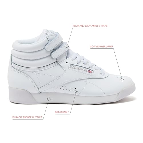 Reebok Women's Freestyle Hi High Top Sneakers - White/Silver 7.5