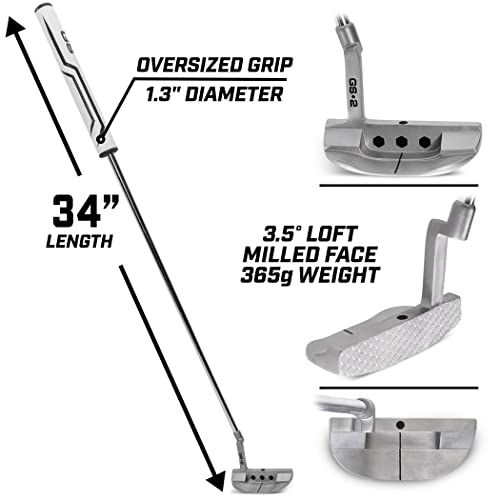 GoSports GS2 Tour Golf Putter with Oversized Grip - 34" Right-Handed Mallet