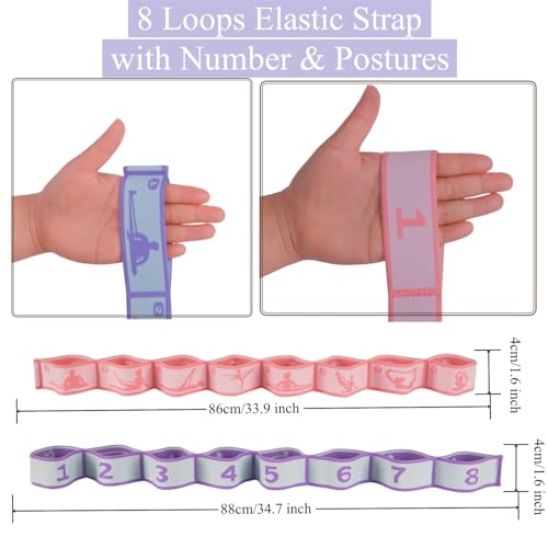 Elastic Yoga Stretching Strap with Loops - Physical Therapy & Pilates Resistance Band - Variation 02
