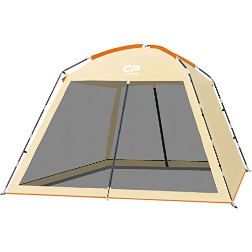 Beige 10x10 ft Screen House Tent with Sun Wall - CAMPROS CP Outdoor Canopy