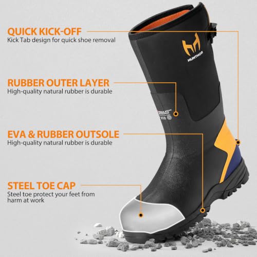 Hunthor Steel Toe Work Boots for Men - Black, 6 / Waterproof, Cold-Weather