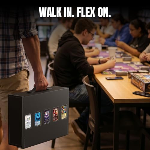 TIME EMIT 3900+ Card Storage Box with Fingerprint Lock & Display Windows - Black/Gray