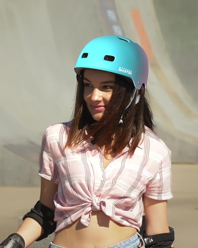 OutdoorMaster Skateboard Bike Helmet for Adults, Youth & Kids - Fuschia Teal Medium