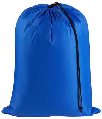 Blue Nylon Drawstring Bag with Toggle - 12 x 16 Inch Multi-Use Organizer Set of 6