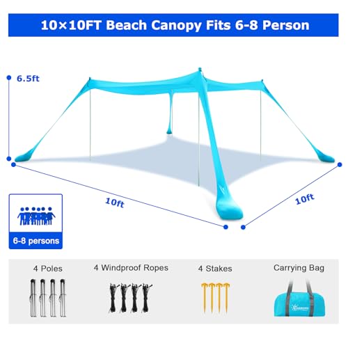 COMMOUDS Beach Tent Sun Shelter, UPF50+ Shade Canopy