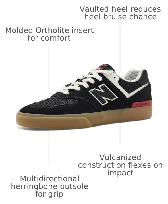 New Balance 574 Vulcanized Sneakers Unisex Wide Fit Black/White 11.5 Women / 10 Men