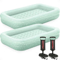 Kids Travel Air Mattress Set Grey 2-Pack with Pump & Bed Frame