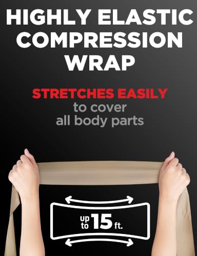 Premium Elastic Bandage Wrap 2 Pack - 6 Inch x 15 Feet, Wide + 18 Clips