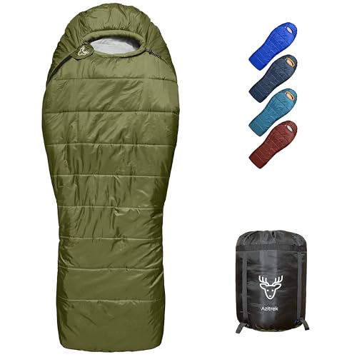 Loden Green 0°F Mummy Sleeping Bag for Adults & Youth - XXL 4-Season Warm Camping