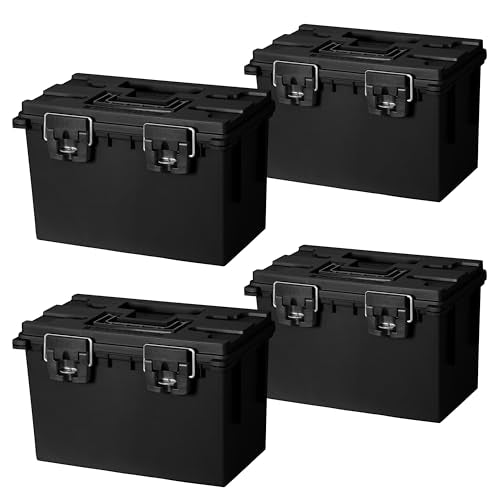 Sheffield XL Lockable Ammo Box 4-Pack in Black Made in USA Stackable Storage