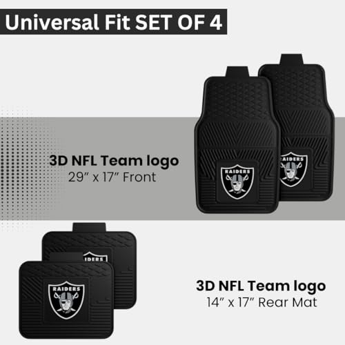 Vegas Raiders Car Floor Mats Set of 4 - All Weather Vinyl NFL Vehicle Mats