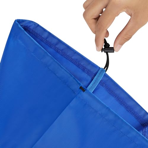 Blue Nylon Drawstring Bag with Toggle - 12 x 16 Inch Multi-Use Organizer Set of 6
