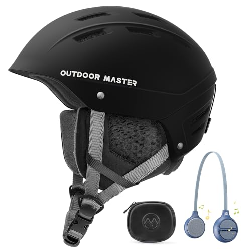 OutdoorMaster Kelvin II Ski Helmet with Bluetooth Headset - Matte Black, Large (58-62cm)