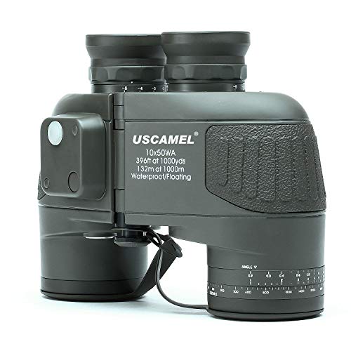 USCAMEL 10x50 Marine Binoculars with Compass & Rangefinder Waterproof for Sailing & Water Sports