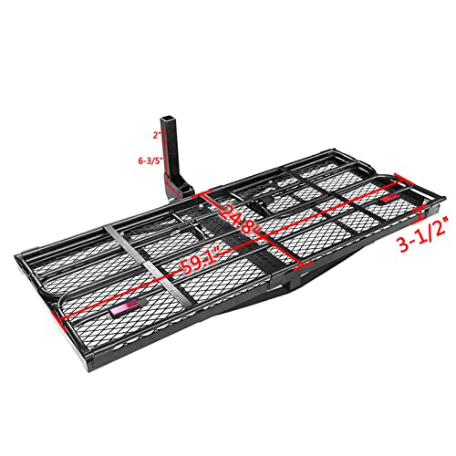 OKLEAD Heavy Duty Hitch Cargo Basket with Stabilizer 60" x 24" Folding Car SUV Rack