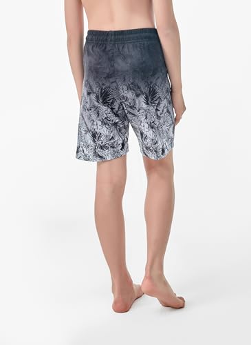 Boys 2-in-1 Swim Trunks Boxer Brief Liner - 14-16 Leaf Pattern, Quick Dry