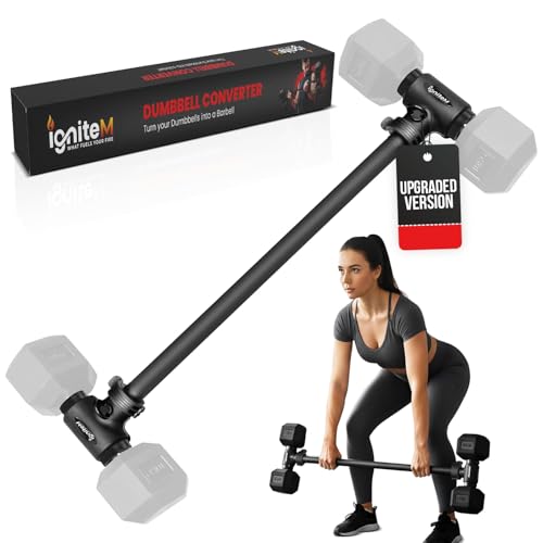 IgniteM Straight Bar Dumbbell to Barbell Converter Bar - 200lb Capacity