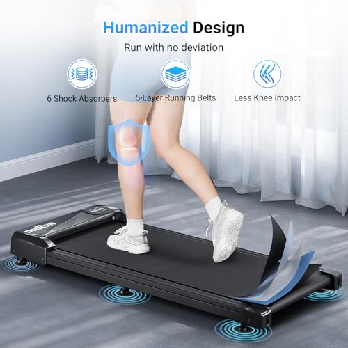 THERUN Black Under Desk Treadmill with 40-Inch Longer Belt, 300LBS Support