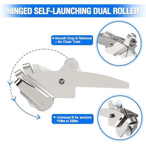 Marine Stainless Steel Bow Anchor Roller with Lock - 16.5" Self-Launching Dual Roller System