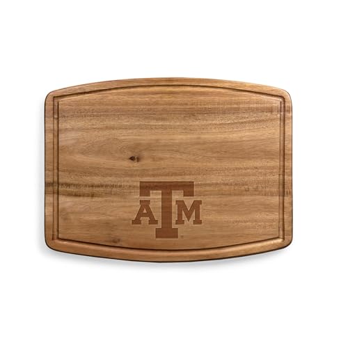 NCAA Texas A&M Ovale Acacia Cutting Board with Juice Groove - Charcuterie Serving Platter