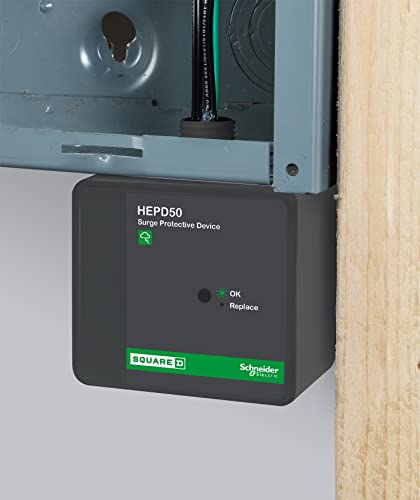 Square D 50kA Surge Protection Device HEPD50 for Whole House, 120/240V, 1-Phase, Black