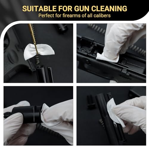 900pcs Thick Lint-Free Gun Cleaning Patches with Storage Box - 9mm & Caliber Compatible