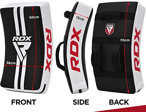 RDX White Muay Thai Kick Shield - Curved Heavy Striking Body Pad for MMA Boxing Training