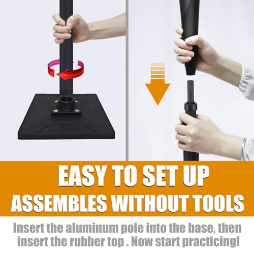 Portable Adjustable Baseball & Softball Batting Tee - Black, 25-47 Inches