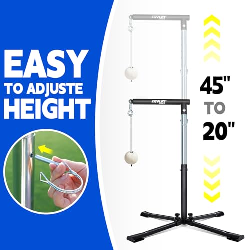 Adjustable Baseball Batting Tee with Tethered Ball for Solo Practice