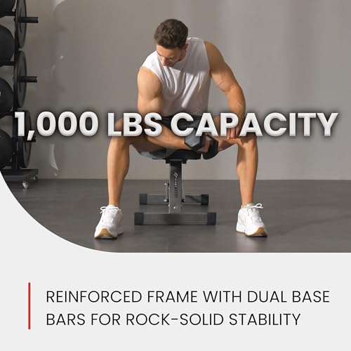 Flat Weight Bench for Home Gym - 1,000 lb Capacity, Dumbbell Storage, Easy Assembly
