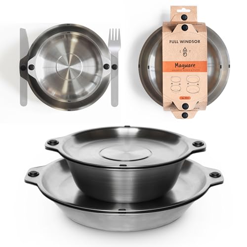 Full Windsor Magware Magnetic Plates and Bowls Set - 4 Pcs Outdoor Camping Mess Kit