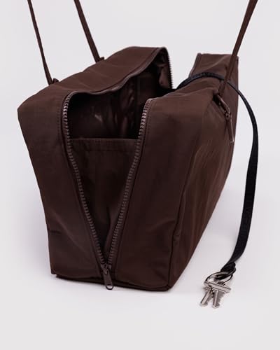 BAGGU Medium Nylon Bowler Bag Coffee - Stylish Accessory Handbag