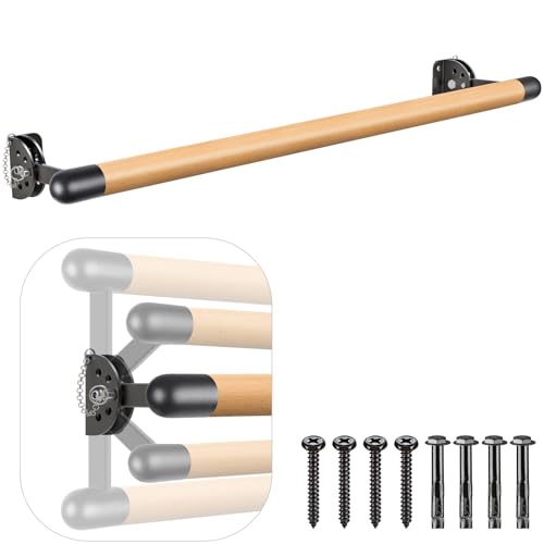 Kipika 3 FT Wall Mounted Ballet Barre - Adjustable Solid Wood Dance Equipment