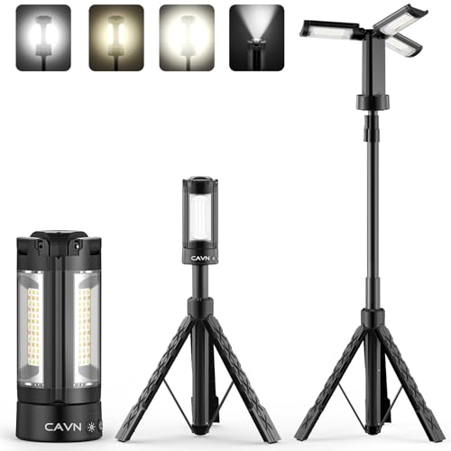CAVN Rechargeable Camping Light with Tripod Stand - Black, 10000mAh