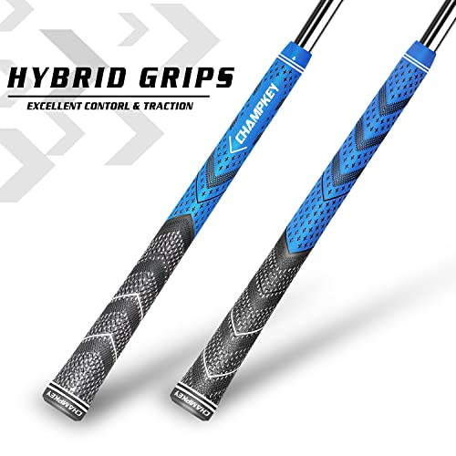Oversize Golf Grip Set Blue - 13 Pack with Solvent, Tapes, Clamp & Blade