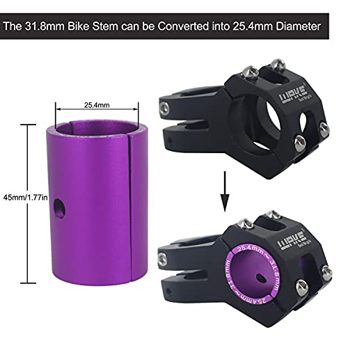 Purple Bike Handlebar Shim 25.4-31.8mm Aluminum Alloy Bicycle Stem Adapter