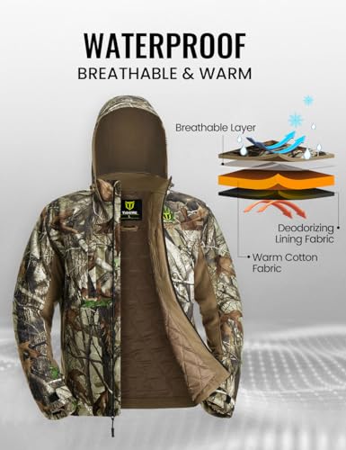 TIDEWE Men's Hunting Suit with Face Mask - Large Silent Camouflage Outfit